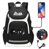 Batman Backpack Travel Backpack Batman SchoolBag With USB Charging Port