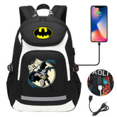 Batman Backpack Travel Backpack Batman SchoolBag With USB Charging Port