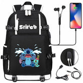 Stitch Backpack Travel Backpack School Bag with USB Charging Port