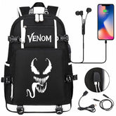 Venom Backpack Spiderman SchoolBag with USB Charging Port