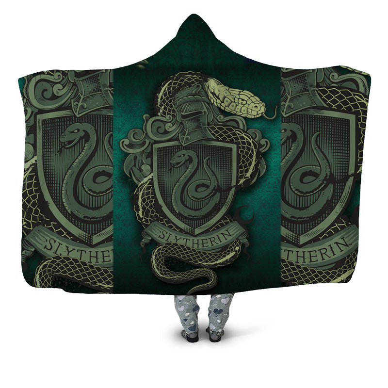 Harry Potter Slytherin Hooded Blanket for Adult Kids Homeywow