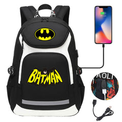 Batman Backpack Travel Backpack Batman SchoolBag With USB Charging Port