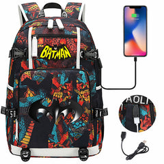 Batman Backpack Batman SchoolBag with USB Charging Port