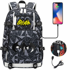 Batman Backpack Batman SchoolBag with USB Charging Port