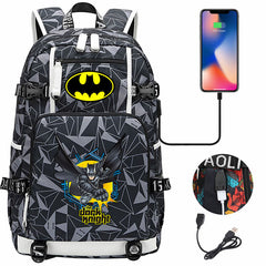 Batman Backpack Batman SchoolBag with USB Charging Port