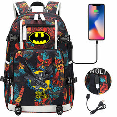 Batman Backpack Batman SchoolBag with USB Charging Port