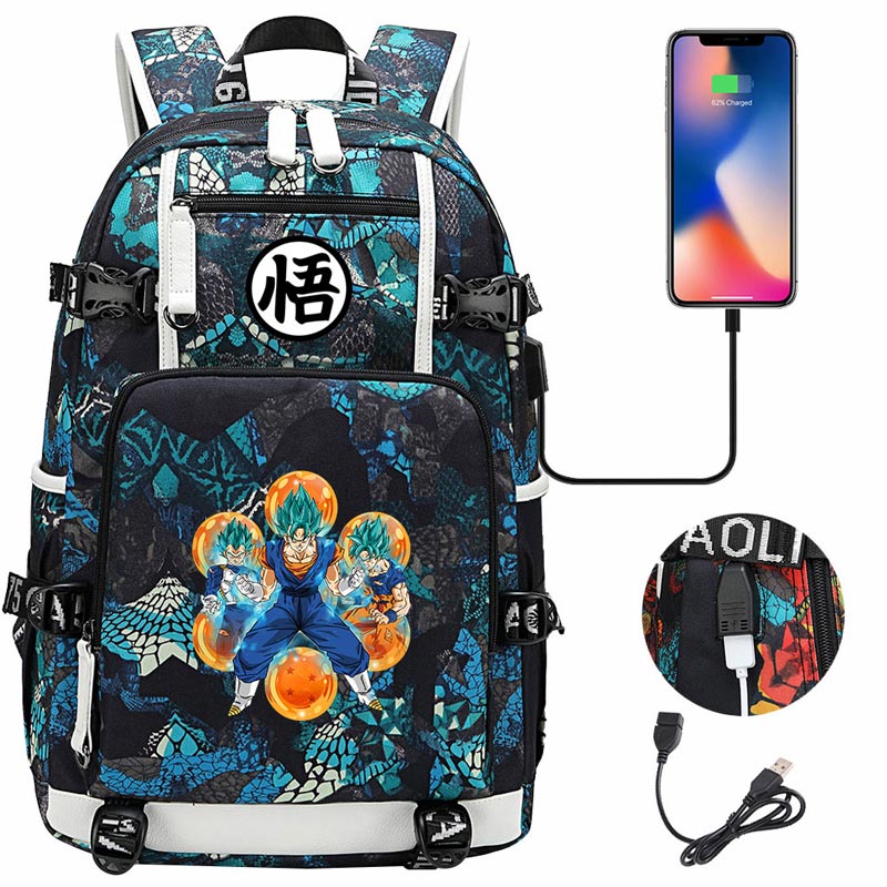 Dragon Ball Z Backpack Goku SchoolBag with USB Charging Port