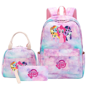 My Little Pony Schoolbag Backpack Lunch Bag Pencil Case 3pcs Set for Students