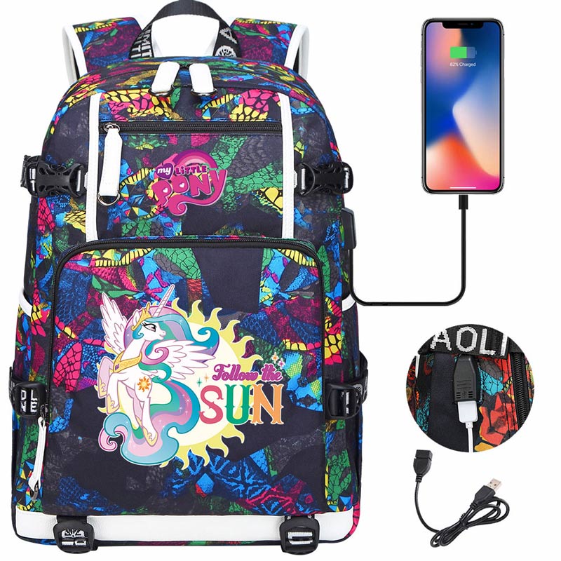 My Little Pony SchoolBag Backpack with USB Charging Port