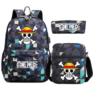 One Piece Schoolbag Backpack Lunch Bag Pencil Case 3pcs Set for Students