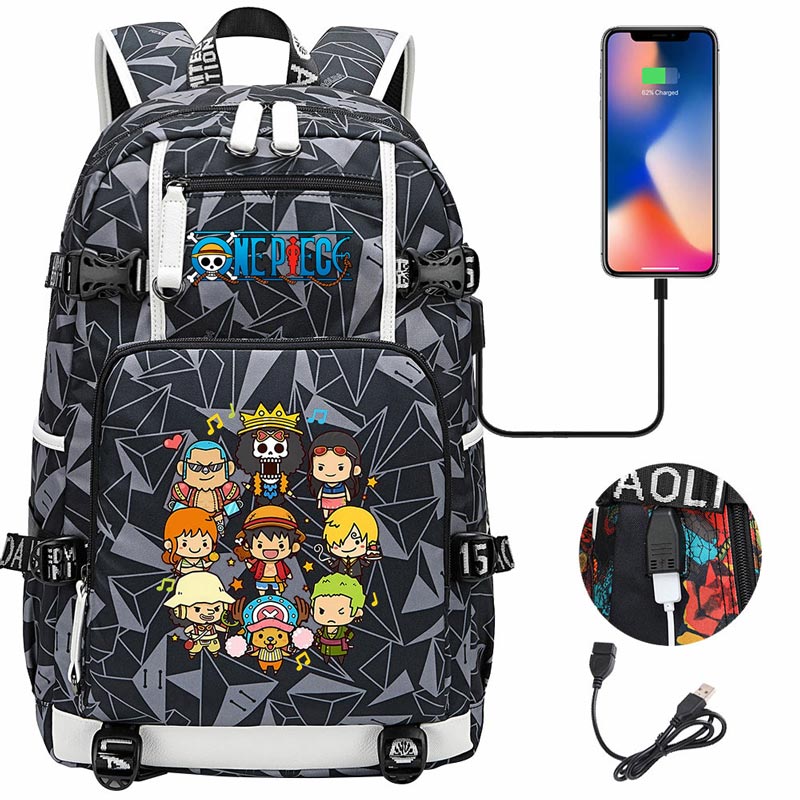 One Piece Travel Backpack One Piece SchoolBag with USB Charging Port