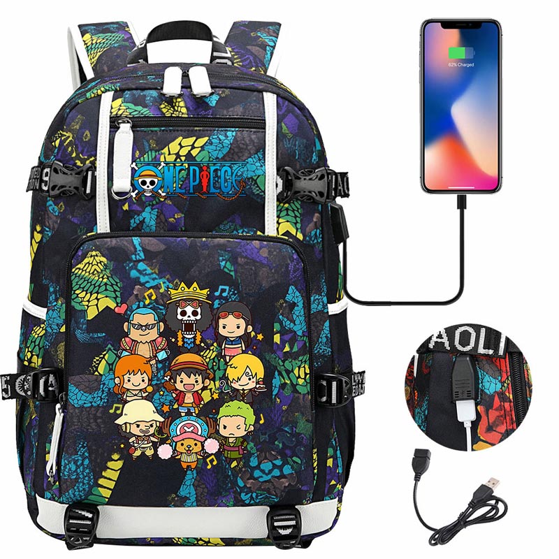 One Piece Travel Backpack One Piece SchoolBag with USB Charging Port