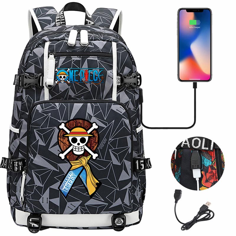 One Piece Travel Backpack One Piece SchoolBag with USB Charging Port