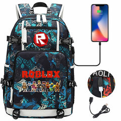 Roblox Backpack Travel Backpack Roblox SchoolBag with USB Charging Port