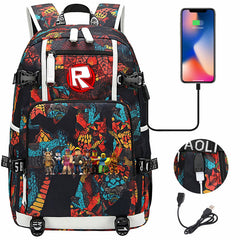 Roblox Backpack Travel Backpack Roblox SchoolBag with USB Charging Port