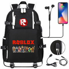 Roblox Backpack Travel Backpack Roblox SchoolBag with USB Charging Port