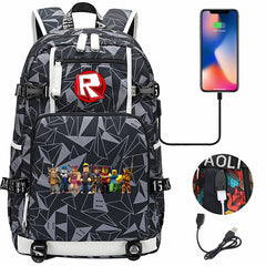 Roblox Backpack Travel Backpack Roblox SchoolBag with USB Charging Port