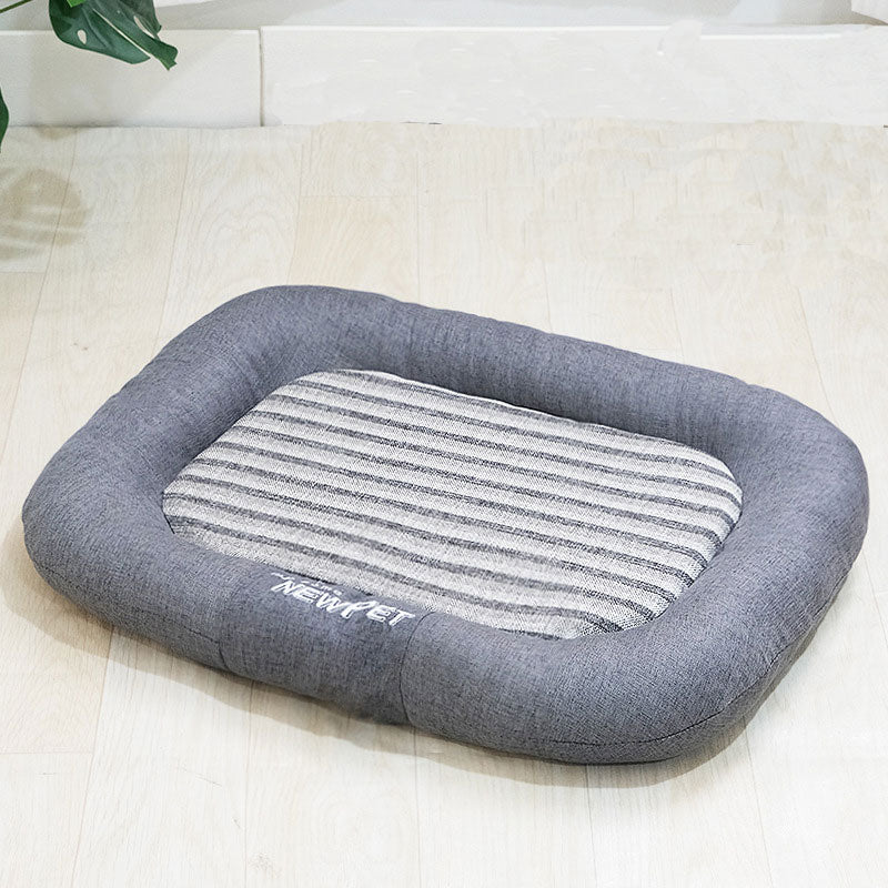 Premium Cotton & Linen Dog Bed with Waterproof, Non-Slip Base