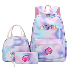 My Little Pony Schoolbag Backpack Lunch Bag Pencil Case 3pcs Set for Students