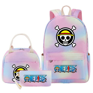 One Piece Schoolbag Backpack Lunch Bag Pencil Case 3pcs Set for Students