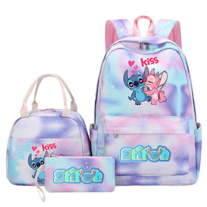 Stitch Schoolbag Backpack Lunch Bag Pencil Case 3pcs Set for Students