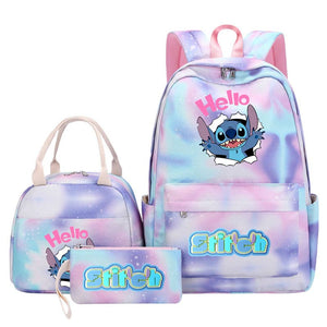 Stitch Schoolbag Backpack Lunch Bag Pencil Case 3pcs Set for Students