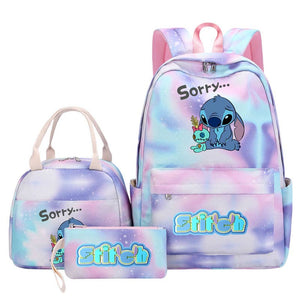 Stitch Schoolbag Backpack Lunch Bag Pencil Case 3pcs Set for Students