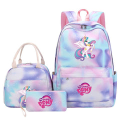 My Little Pony Schoolbag Backpack Lunch Bag Pencil Case 3pcs Set for Students