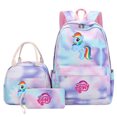 My Little Pony Schoolbag Backpack Lunch Bag Pencil Case 3pcs Set for Students