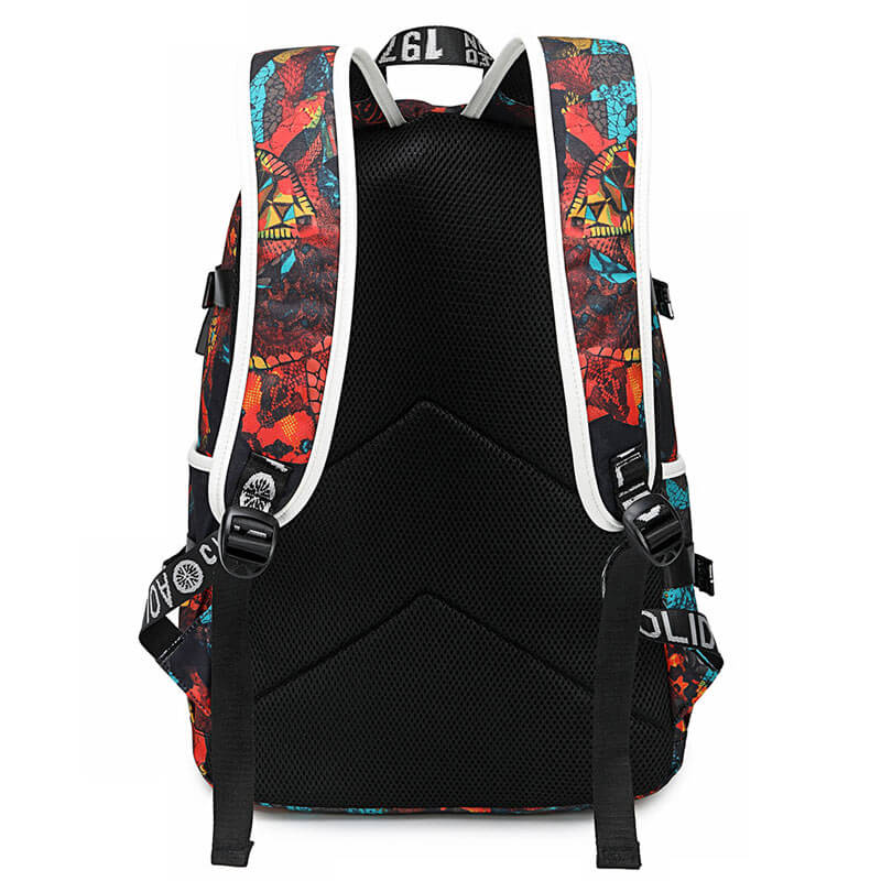 Bzdaisy Naruto Backpack with Double Side Pockets, Chain Decoration, and  Computer Protection Bag - Fits 15'' Laptop with USB Charging Cable Unisex  for