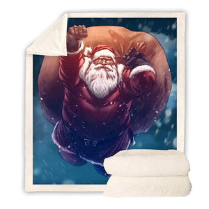 Christmas Blanket | Christmas Santa Claus Fleece Throw Blanket for Adult and Kids