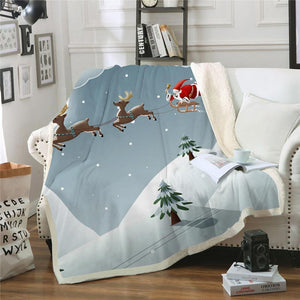 Blue Christmas Blanket | Christmas Fleece Throw Blanket for Adult and Kids