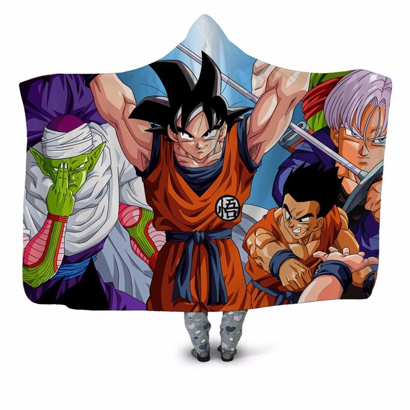 Dragon Ball Goku Hooded Blanket for Adult Kids Dragon Ball Z Fleece Ho -  Homeywow