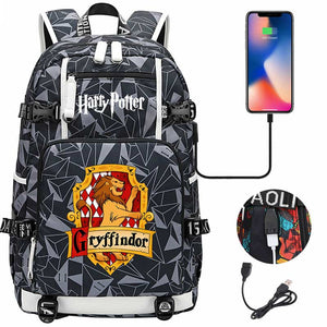 Harry Potter Gryffindor Backpack Travel Backpack School Bag with USB Charging Port