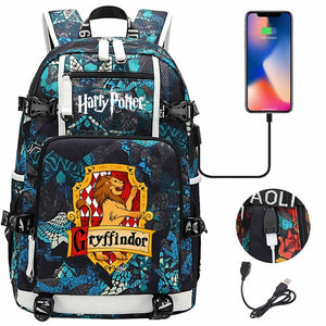Harry Potter Gryffindor Backpack Travel Backpack School Bag with USB Charging Port