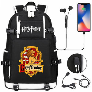 Harry Potter Gryffindor Backpack Travel Backpack School Bag with USB Charging Port