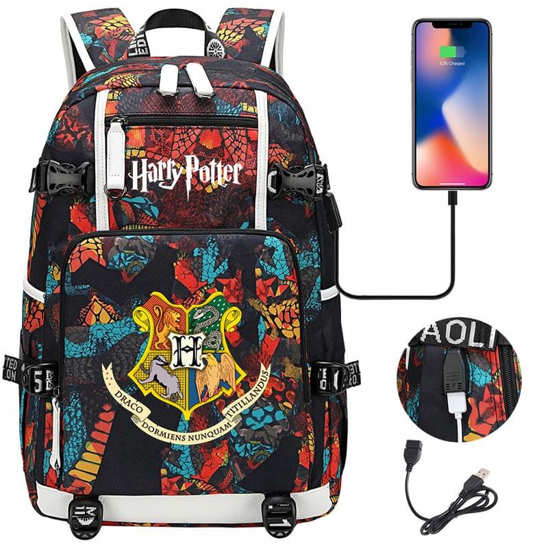 Harry Potter Hogwarts Backpack Travel Backpack School Bag with USB