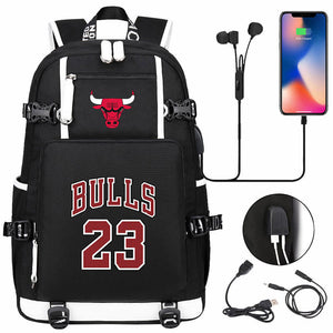 Basketball Player Star Jordan Multifunction Backpack Travel Backpack School Bag with USB Charging Port