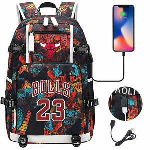 Basketball Player Star Jordan Multifunction Backpack Travel Backpack School Bag with USB Charging Port