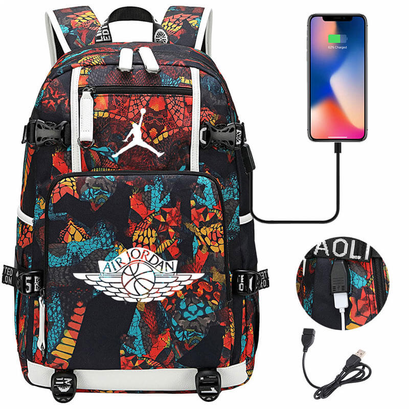 Basketball Player Star Jordan Multifunction Backpack Travel Backpack School  Bag with USB Charging Port