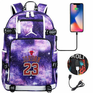 Basketball Player Star Jordan Multifunction Backpack Travel Backpack School Bag with USB Charging Port