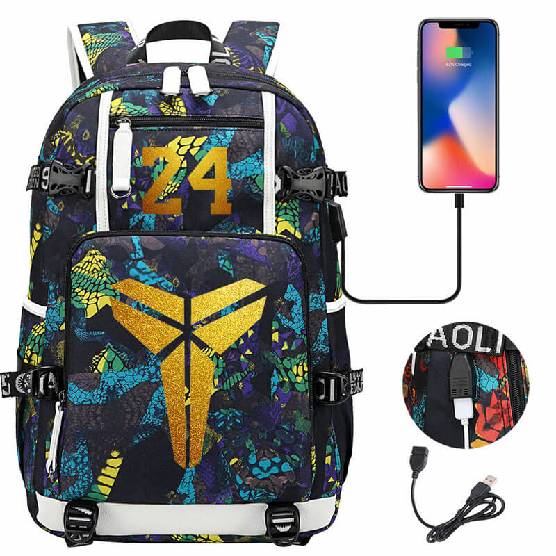 TYRIXEN Kobe Bryant School Bag Backpack Daypack With USB Charging