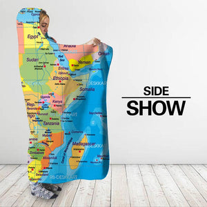Map of The World Hooded Blanket