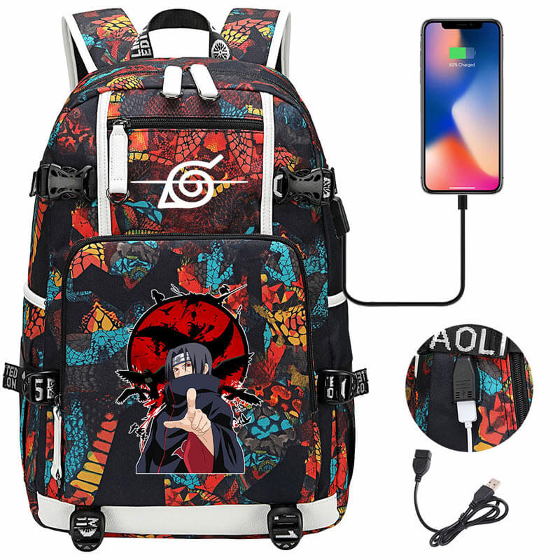 Naruto Backpack Travel Backpack Naruto School Bag with USB Charging Port