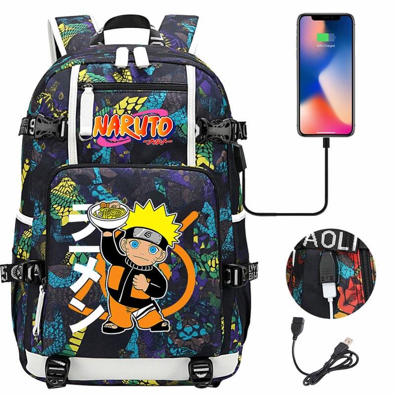 Naruto Backpack Travel Backpack Naruto School Bag with USB Charging Port