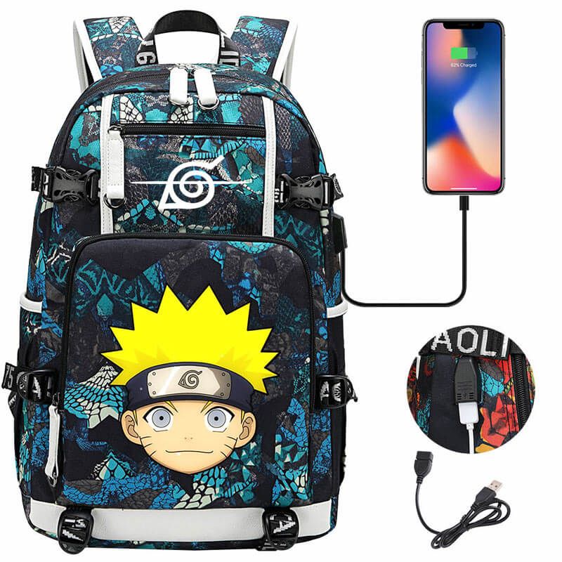 Naruto Backpack Travel Backpack Naruto School Bag with USB Charging Port