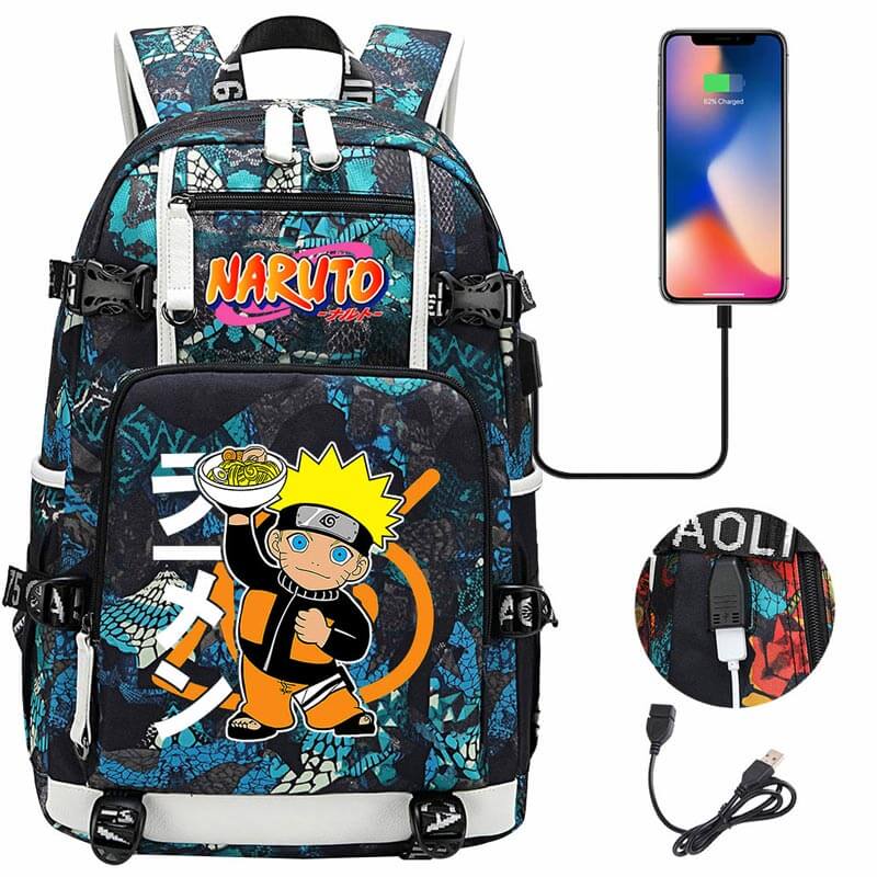 Naruto Backpack Travel Backpack Naruto School Bag with USB Charging Port