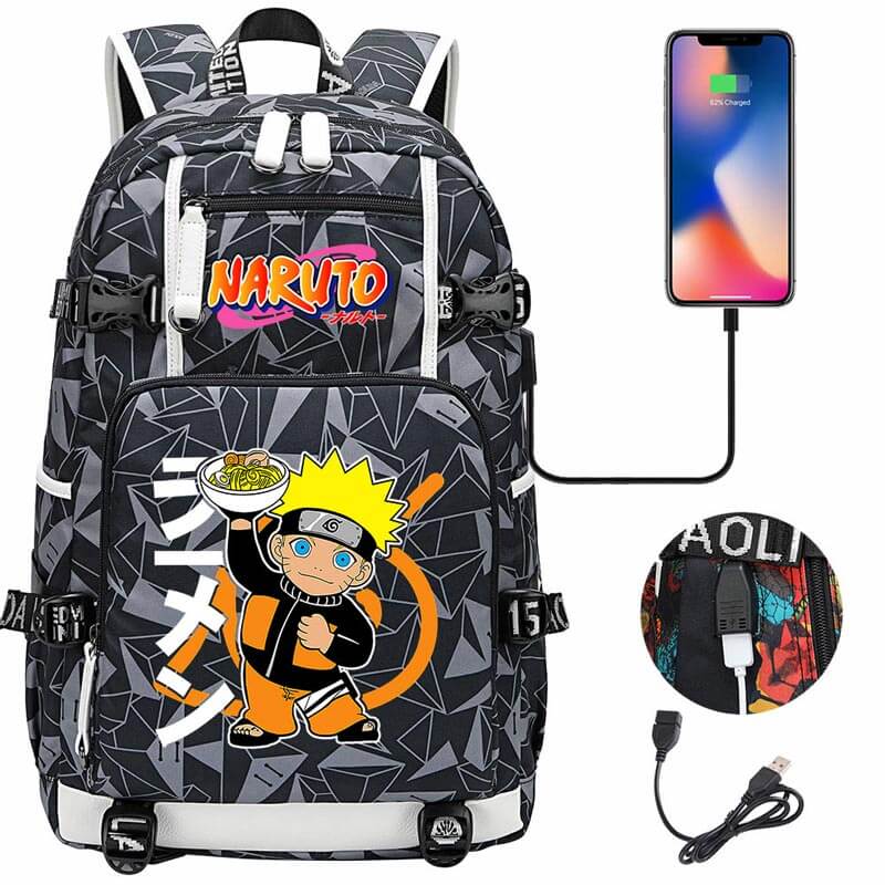 Naruto Backpack Travel Backpack Naruto School Bag with USB Charging Port