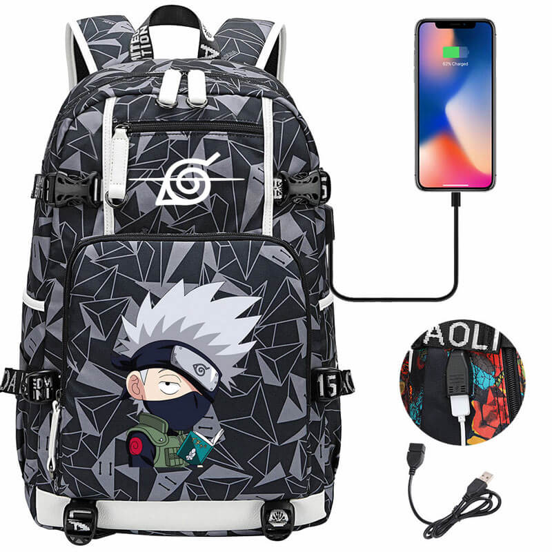 Naruto Backpack Travel Backpack Naruto School Bag with USB Charging Port
