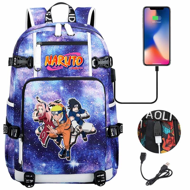 Naruto Backpack Travel Backpack Naruto School Bag with USB